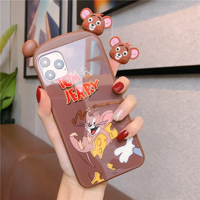 Мультяшный чехол для iPhone 11 Pro XS чехол для MAX XR милый комикс том Джерри стеклянный противоударный чехол для iPhone 7 8 Plus X Чехол