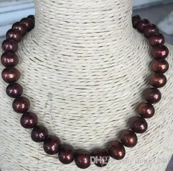 

Envío gratis 10-11mm ronda chocolate collar de perlas 18 pulgadas 14 k