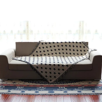 

Lychee Blue Star Blanket Modern Cotton Sofa Towel Cover Portable Bed Sofa Throw Blanket
