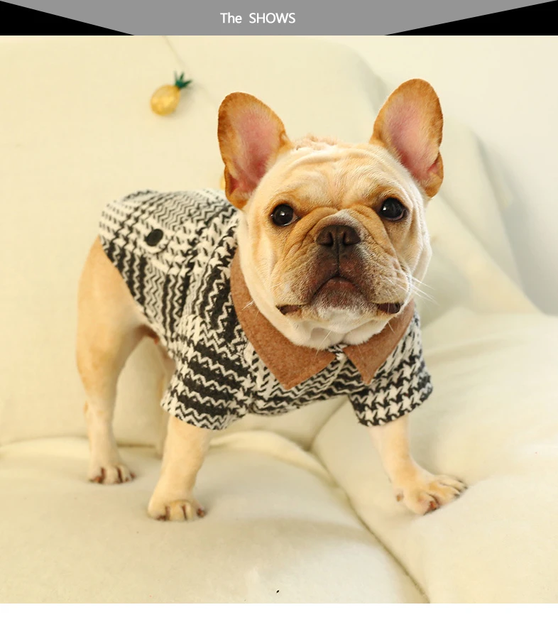 Одежда для собак SUPREPET для французского бульдога, черно-белая клетчатая одежда для щенков, зимняя теплая одежда для собак, пальто для маленьких собак, чихуахуа
