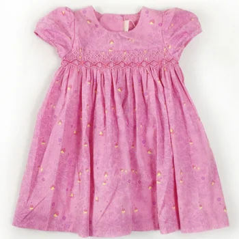 

Kids Hand Smocked short sleeve Dress For Girls Floral Toddler Baby Girls Flower Print Party Dress