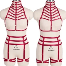 Женский портупея Ремни Набор клетка тело Harajuku Хэллоуин танец Strappy эластичное белье красный бюстгальтер плетение выдалбливают укороченный топ