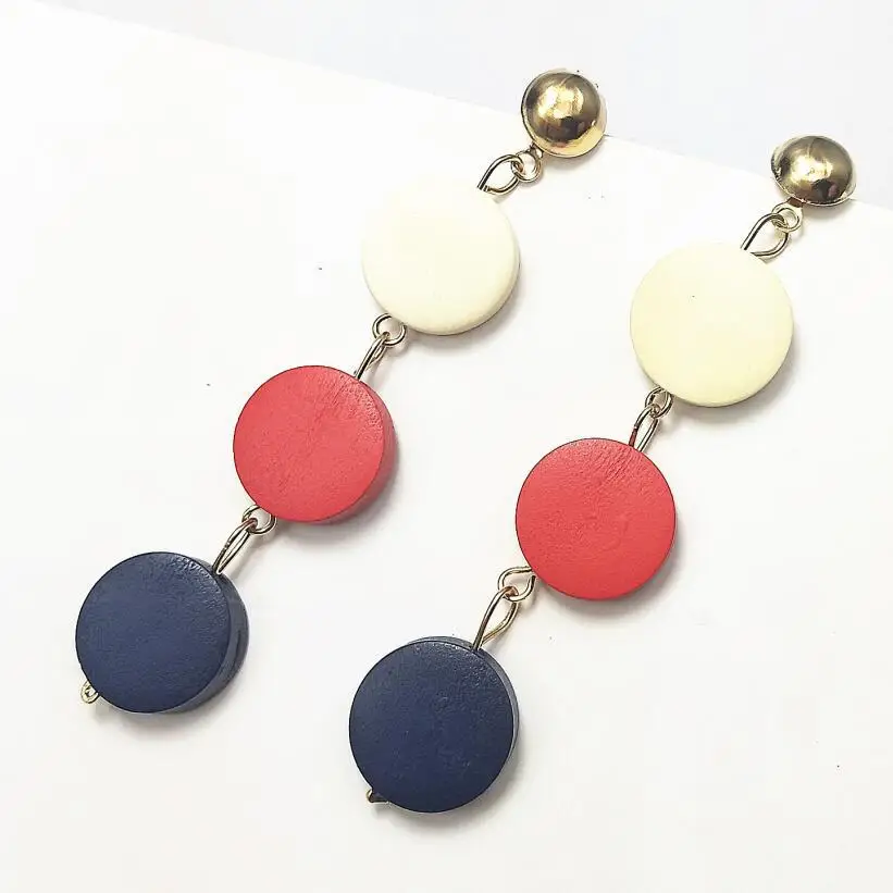 

Wooden Long Tassel Hanging Earrings Fashion 3 Colors Round Wood Drop Pendant Earrings for Women Jewelry Gift Pendientes Mujer
