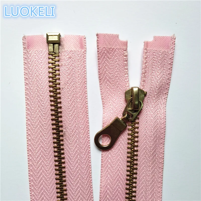 5 штук 5# латунная металлическая открытая молния 40 см(16 дюймов) швейная молния(20 цветов - Цвет: Pink