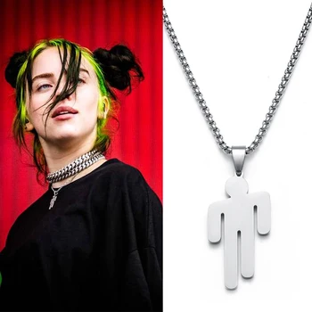 

2020 Billie Eilish Necklace Long Chain Stainless Steel Pendant Necklace for Woman Man Fashion Hip Hop Jewelry Wholesale