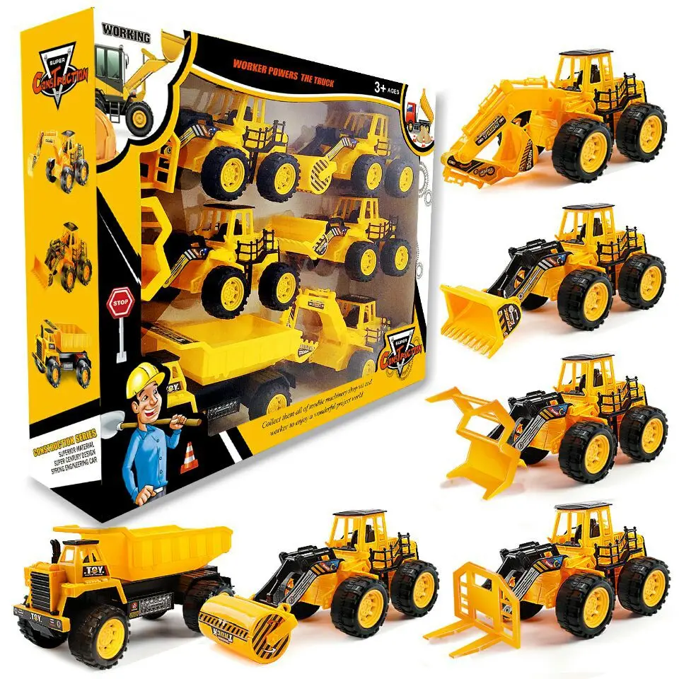 

Yi Wisdom Engineering Vehicle Six-Boxed Excavator Dump Truck Children Toy Car Model Gift Box Packaging