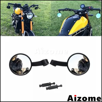 

Universal Motorcycle Handle Bar End Mirrors Round Side Rear View Mirror For Cafe Racer Yamaha Suzuki Honda Ducati Kawasaki BMW
