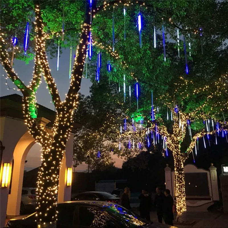 string lights 30CM Party LED Lights Shower Rain Snowfalls Christmas Tree Garden Outdoor Outdoor holiday decoration #3D31 (10)