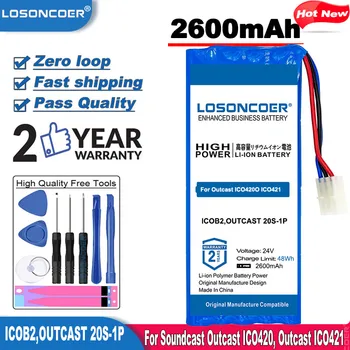 

LOSONCOER new listing 2600mAh ICOB2,OUTCAST 20S-1P Rechargeable Battery for Soundcast Outcast ICO420, Outcast ICO421 Battery