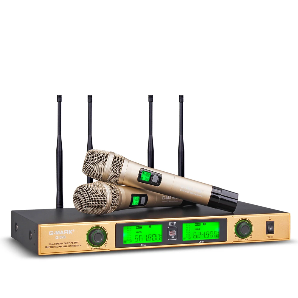 G MARK G520 Беспроводная микрофонная система двухканальный приемник 150 м расстояние 2
