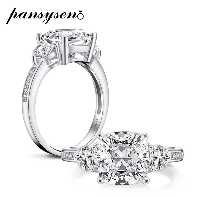 

PANSYSEN 925 Sterling Silver Created Moissanite Gemstone Diamond Rings Wedding Engagement Fine Jewelry Wholesale Drop Shipping