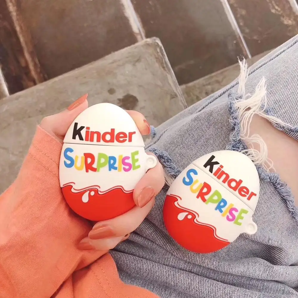 

Funny 3D Jianda Cookie Egg + Ring Wireless Bluetooth Headset Silicone Case For Airpods Earphone Protective Shockproof cases