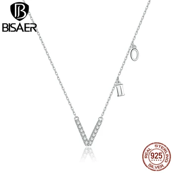 

BISAER Hot Sale 925 Sterling Silver Roman Numerals Long Necklaces Pendants for Women Sterling Silver Jewelry GAN191