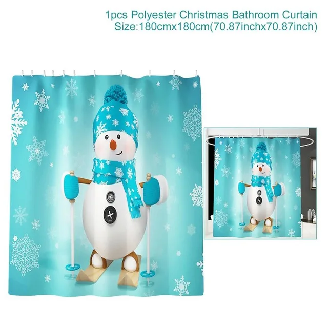 shower curtain 5 Коврик Санта Клаус, набор для ванной комнаты, рождественские украшения для дома, Navidad, рождественские вечерние принадлежности, подарки на год - Цвет: shower curtain 5