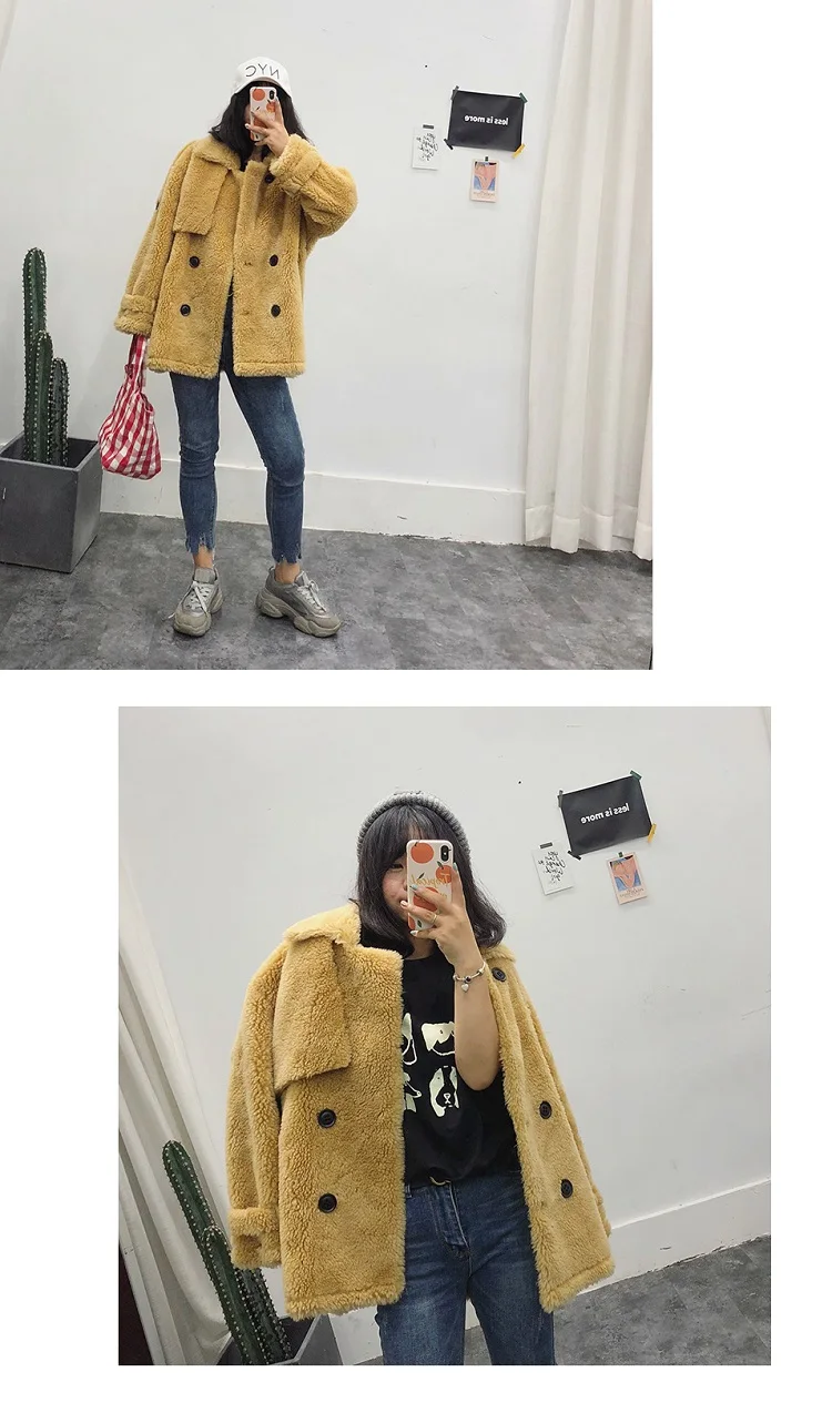Harppihop rabbit fur Genuine Knitted coat for Women Raccoon Fur collar Jacket Trench Outwear fashion street party jacketC918