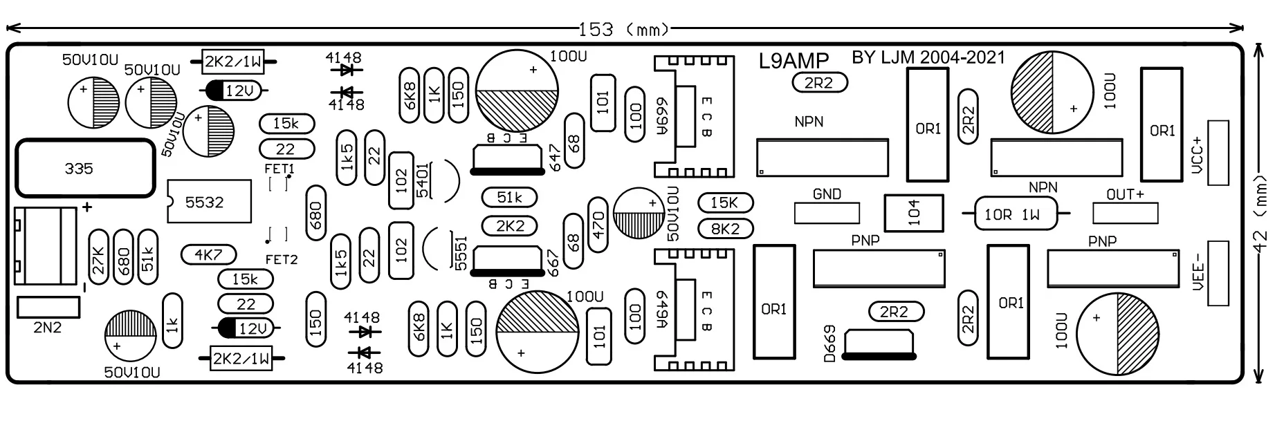 traseira combinada amplificador de potência diy terminou placa