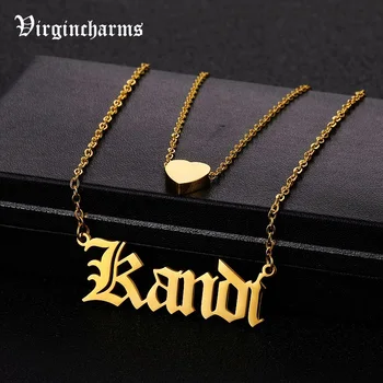

Custom Personalized Gold Stainless Steel Name Love Heart Necklaces for Women Men Couple Pendant Charm Jewelry Letter love gift