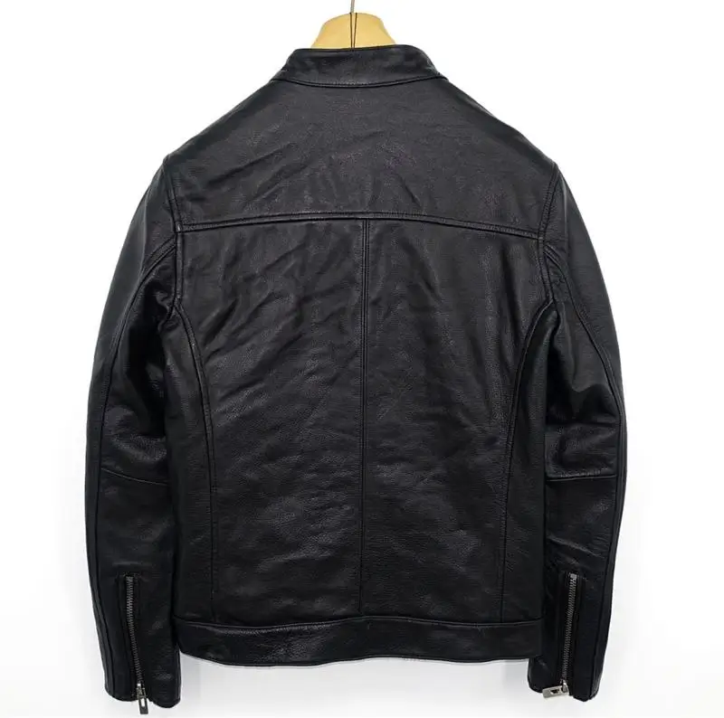 

Free shipping.Brand new simple leather jacket.mens genuine leather coat,fashion black cowhide jackets,classic 1.0mm sales