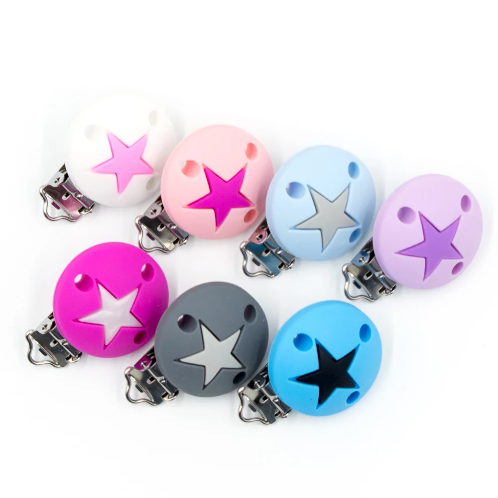 10Pcs Mix Colors 10 шт. Корона звезды силиконовые детские соски зажимы DIY прорезывание зубов ожерелье игрушки Детские Силиконовые Прорезыватели аксессуары ниппель для клипа застежки - Цвет: 10Pcs Mix Colors