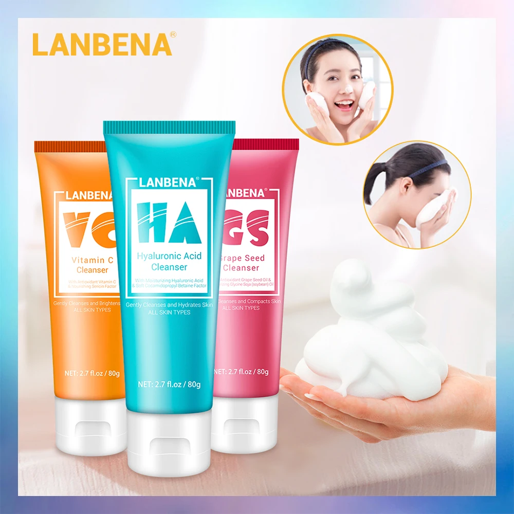 

LANBENA Facial Cleanser Face Wash Foam Face Cleansing Face Scrub Moisturizing Deep Cleansing Oil Control Shrink Pore Facial Care