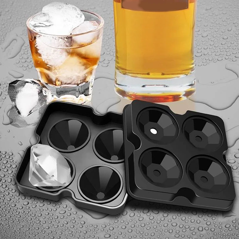 Ice Cube Tray with Lid, Silicone Ice Molds with Round, Square, Diamond,  Rose, Large Ice Cube Mold for Whiskey, Bourbon, Cocktails, Easy Release BPA