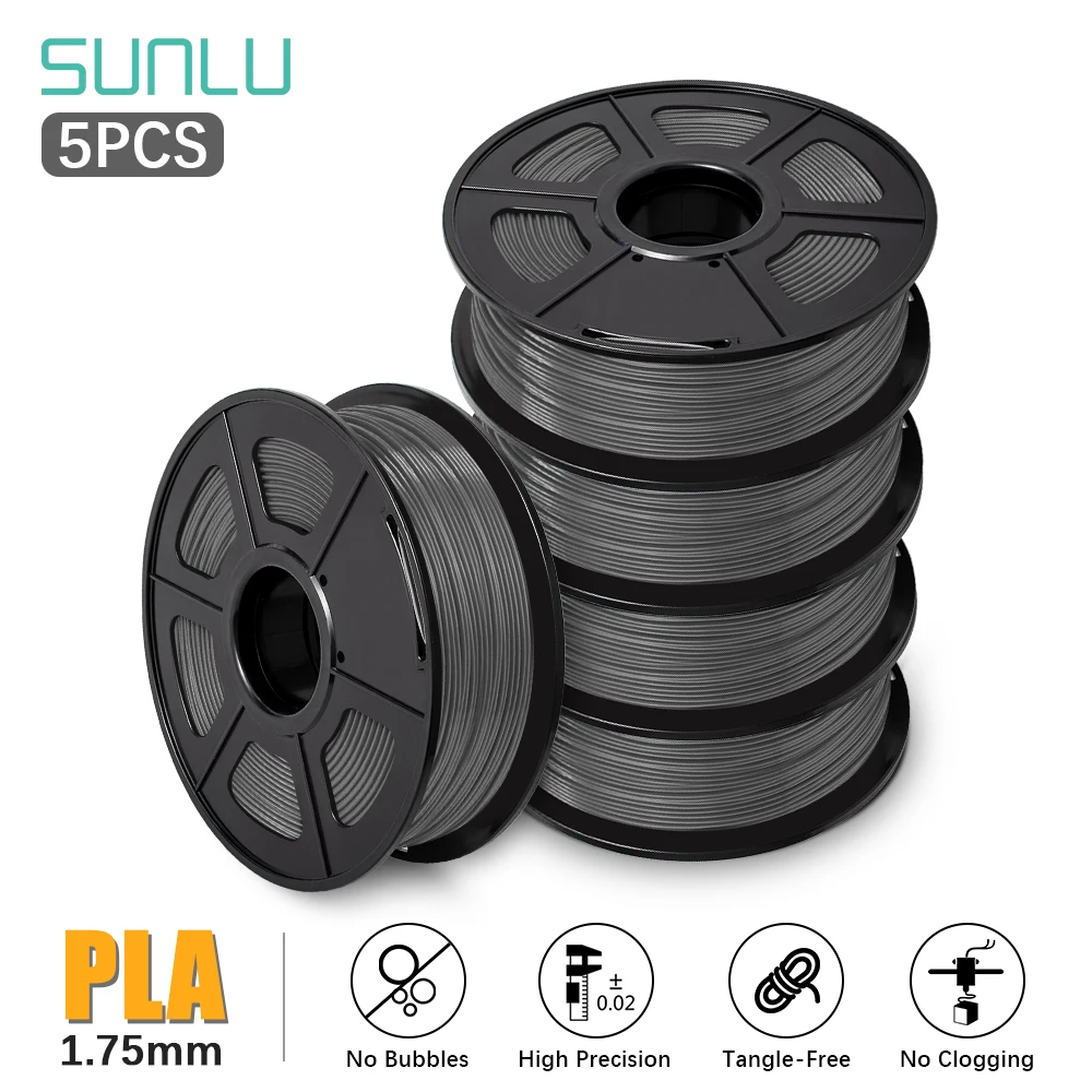 SUNLU 1.75MM PLA Filament 1KG*5Rolls PLAPLUS 3D FDM Printer Filament