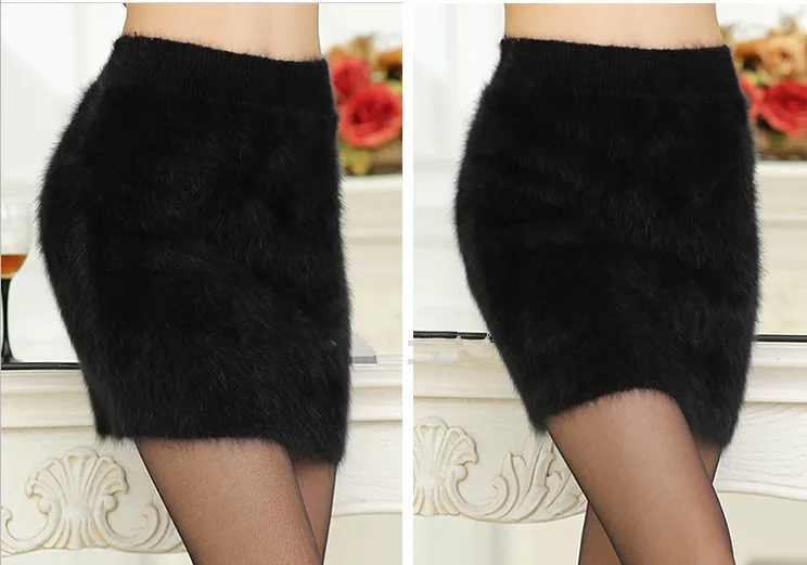 2025 New Winter Slim Sable Knitting Mink Cashmere Skirt Warm Short Skirt Fashion Women Customized More Color free shipping JN267 4