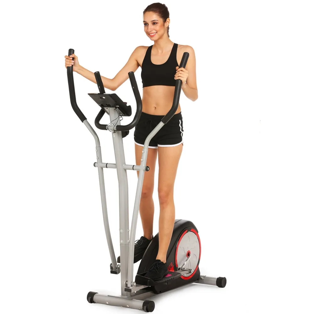 

Magnetic Control Mute Elliptical Trainer with LCD Monitor Home Fitness Workout Machine