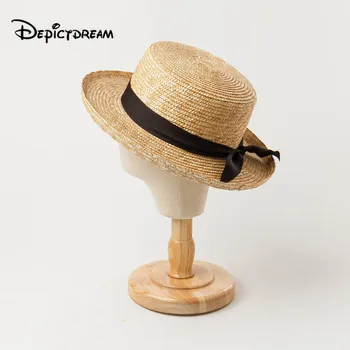 

2020 Spring and summer new bow decoration children's wide brim curling straw hat outdoor travel sunscreen straw hat