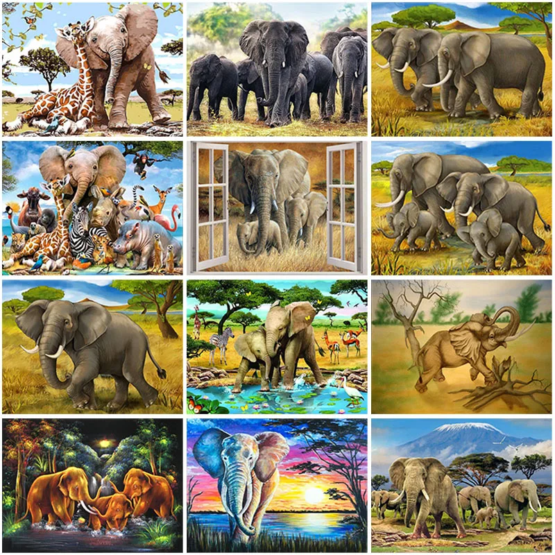 

DIY Elephant 5D Diamond Painting Full Round Resin Animal Diamond Embroidery Cross Stitch Kits Home Decor Christmas Gift