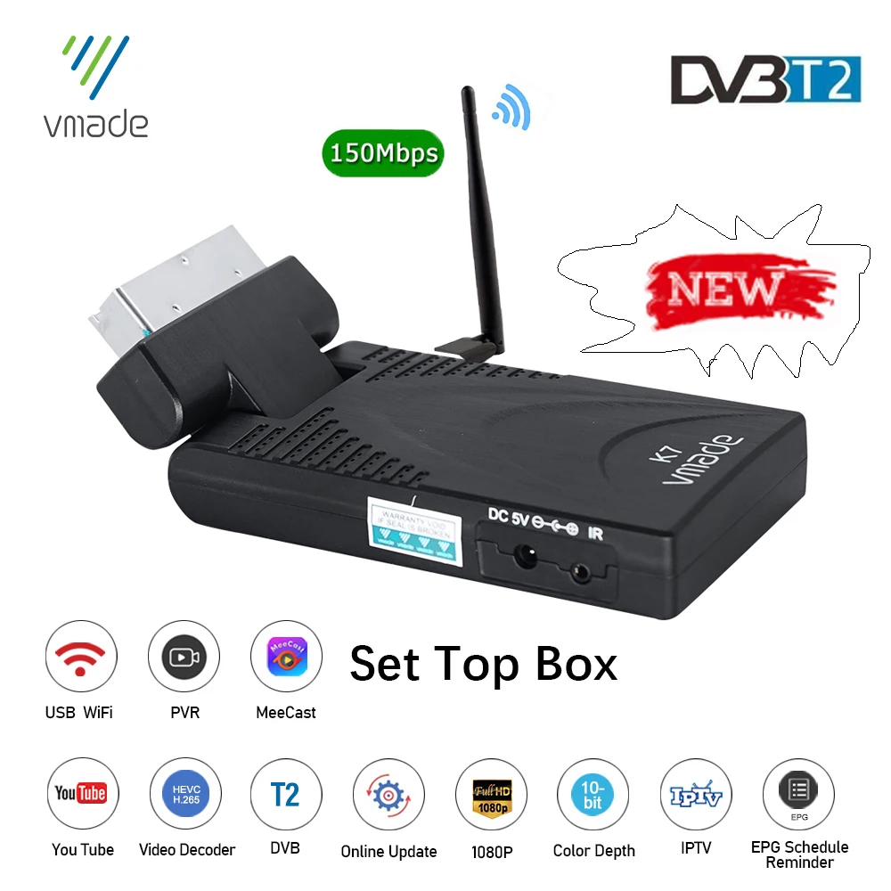 2020 Vmade DVB T2 HD 1080P цифровой ТВ приемник тюнер H.265 набор декодеров top box с поддержкой