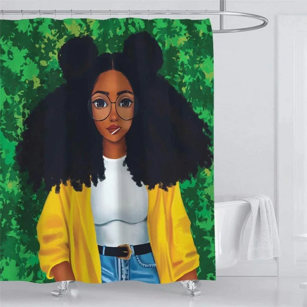 Xinthan Black Woman Shower Curtain For Bathroom