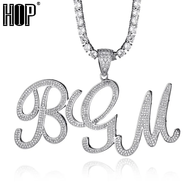

Hip Hop Custom Name NEW CURSIVE Cubic Zirconia Bling Combination Words Iced Out Chain Pendants & Necklaces For Men Jewelry