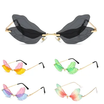 

1PCS Butterfly Glasses Fashion Rimless Dragonfly Wing Sunglasses Women Eyewear Lady Personality Sunglass Shades Gafas