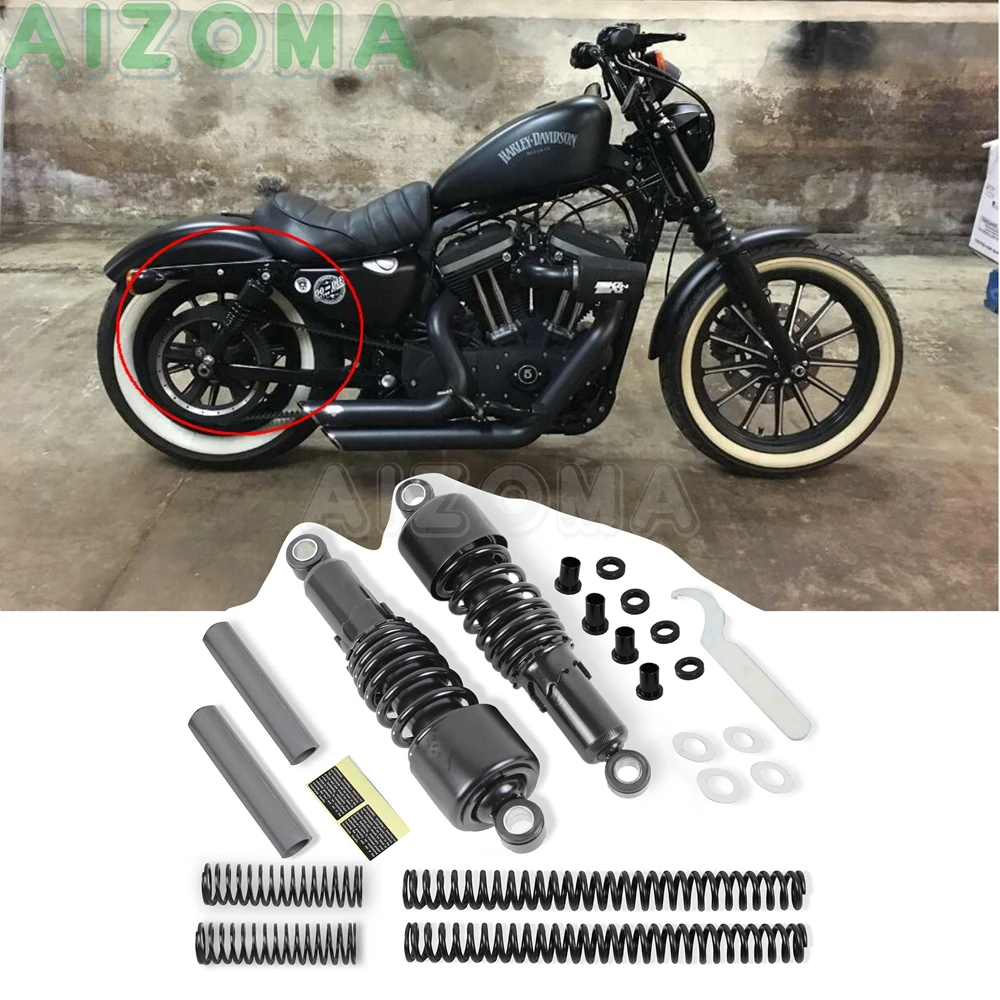 

10.5‘’ Front Rear Shock Absorbers w/ Fork Springs Lowering Kit For Harley Sportster 883 1200 Custom Roadster Deluxe Hugger 88-03