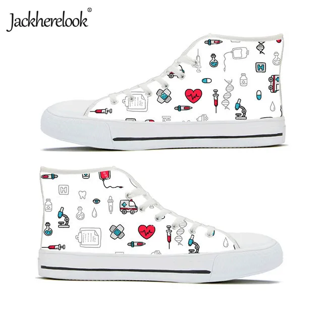 Jackherelook/Новинка года; модная Вулканизированная обувь с лекарственным узором; Милая парусиновая обувь с высоким берцем для мальчиков и девочек; кроссовки для бега - Цвет: HMCA155Z40A