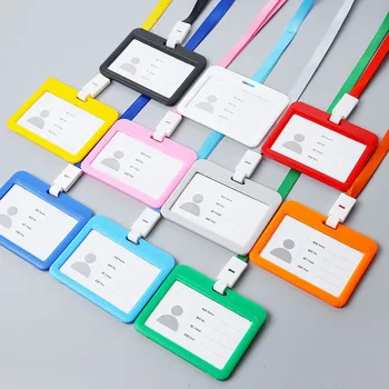 

1 Piece Credit Card Holders Bank Card Neck Strap Card Bus ID Card Holder Students Kids Identity Badge with Lanyard