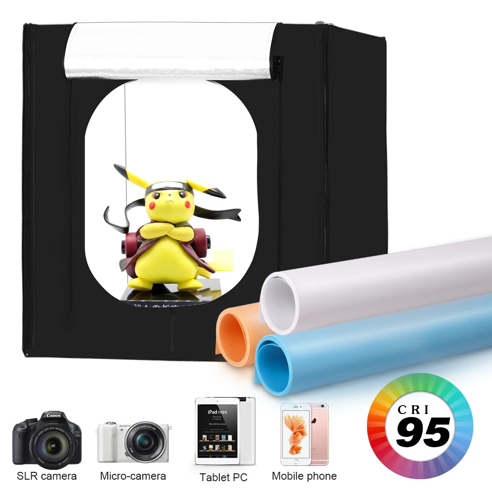 

Photography Photo Studio Soft Boxes,80x80CM Foldable Portable Photography Light Tent Kit With 3Pcs Background Board