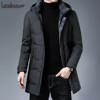 

Winter Warm Men Jacket Coat Casual Autumn Stand Collar Puffer Thick Hat White Duck Parka Male Men's Winter Down Jacket With Hood