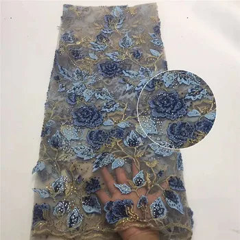 

Two colo 3D Flower latest african laces 2020 african lace fabric with stones 5yards french lace fabric african fabric