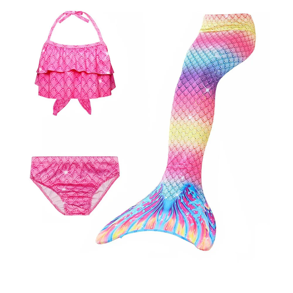 3 шт./компл. костюм Русалочки с хвостом детский для костюмированной вечеринки