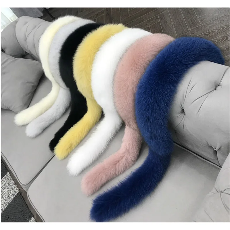 Genuine Fox Fur Scarf With tails Natural Fox Fur Collar Fashion Women Winter Scarf Real Fox Fur Collar head scarf for women