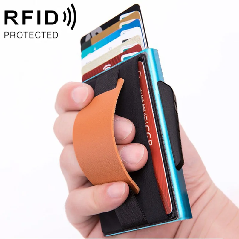 RFID смарт-кошелек держатель кредитной карты металлический тонкий мужской кошелек пройти секретный всплывающий минималистичный кошелек маленький черный кошелек - Цвет: 5