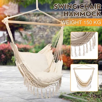 

Canvas Swing Swinging Single Hanging Chair Rope Safety Hammock For Child Adult Trapeze 150KG Outdoor Indoor Garden Bedroom
