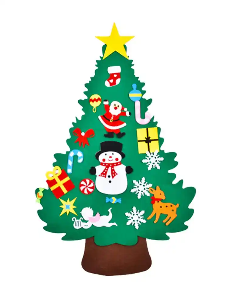 Colgantes De Arbol De Navidad De Fieltro Diy Pegatinas Para Colgar En La Pared Adornos De Navidad Regalo Para Ninos Decoracion De Navidad Para El Hogar Arboles Aliexpress