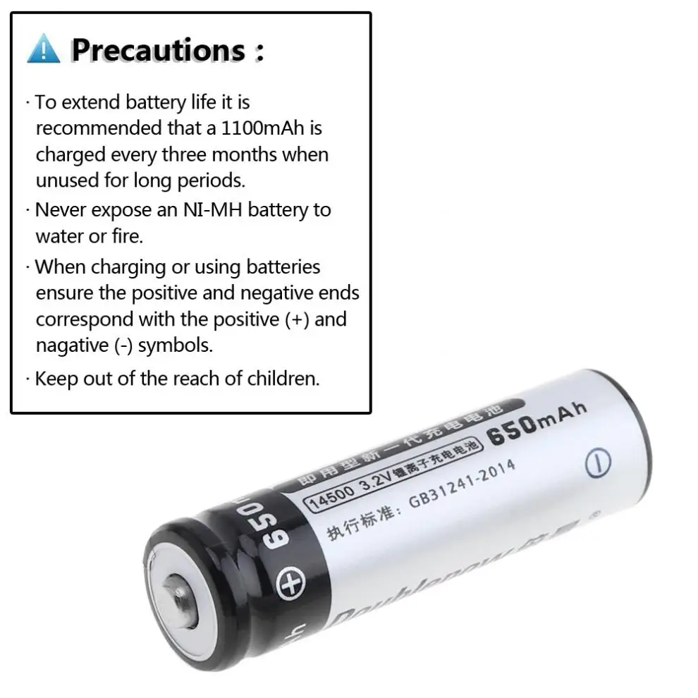 Doublepow 2шт 14500 AA 650mAh 3 2 V LiFePo4 аккумуляторная батарея с 3A зарядный ток для