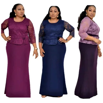 

African Design Lace Dashiki Dress Abaya Muslim Bazin Long Maxi Robe Gowns Africa Sexy Lady Evening Party