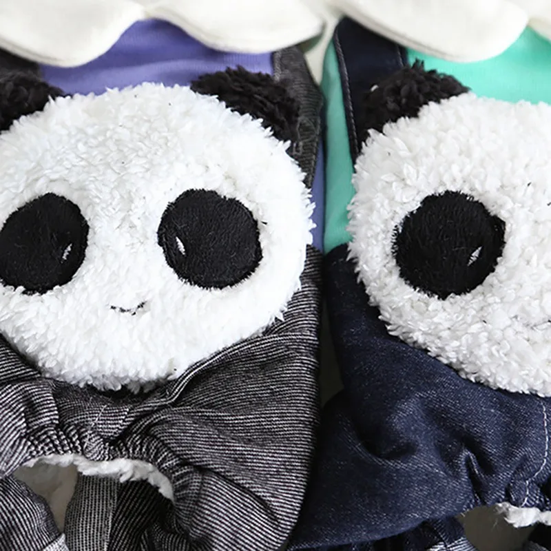 Теплая панда Форма Pet хлопковый костюм одежда с принтом в виде собак с милой пандой; 4-клёш одежда с принтом в виде собак комбинезон для домашних животных собак и кошек; Сезон: Осень-зима; M