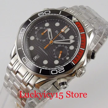 

BLIGER Quartz Men Watch Sapphire Glass Date Chronograph Function Date Window Mental Band