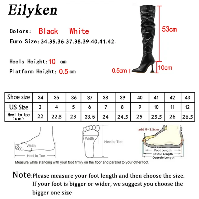 Eilyken New Design Pleated Leather Over The Knee Boots Fashion Runway Strange High Heels Sexy Pointed Toe Zip Womans Shoes 6